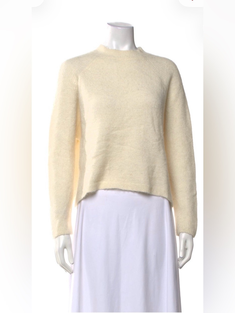 Meimeij Mohair Wool Mock Neck Sweater Ivory Size M